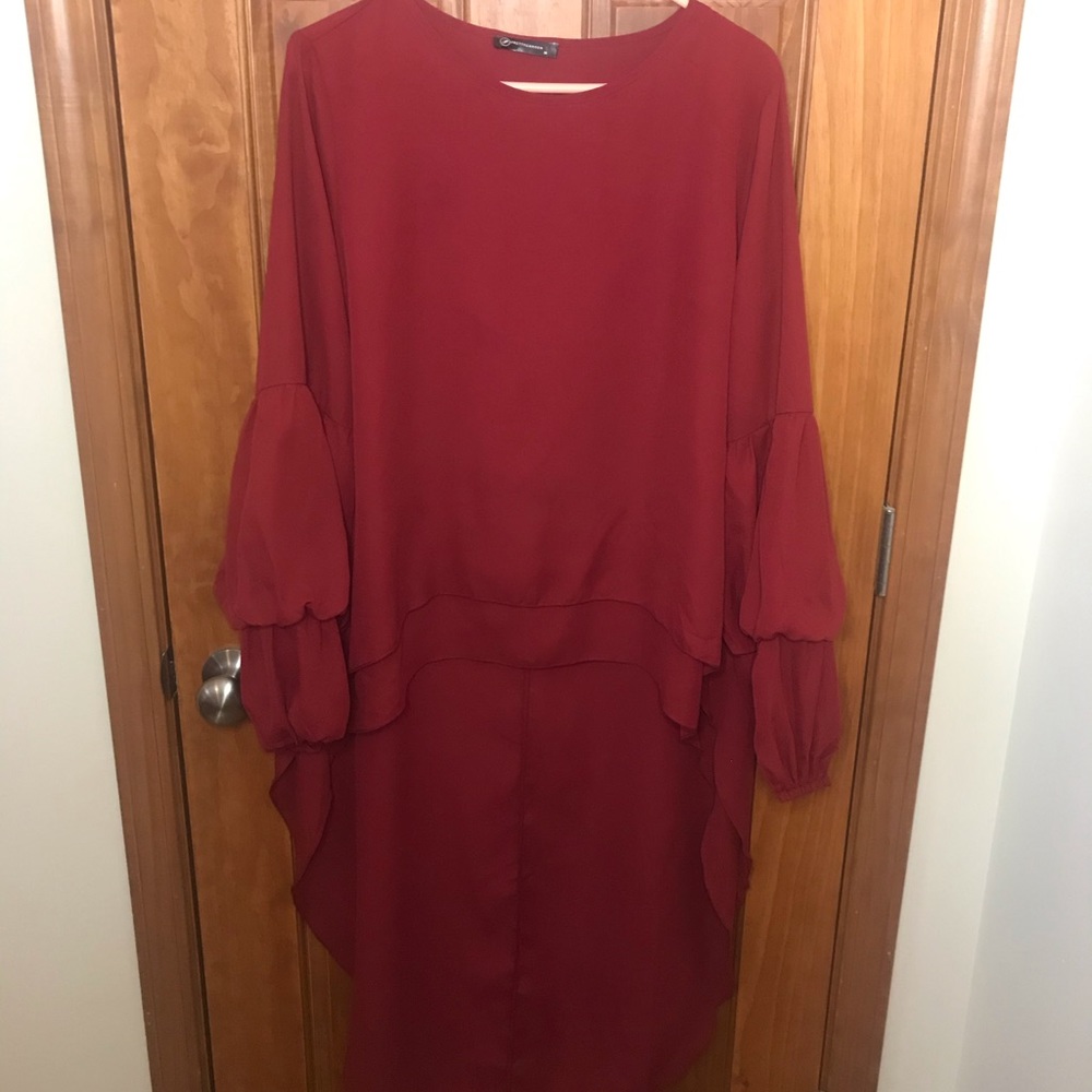 High Low Balloon Sleeve Top